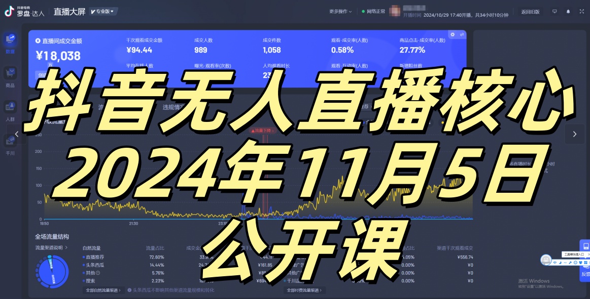 抖音无人直播核心公开课，咸鱼翻身小白可做带有睡后收入月入过万太简单【揭秘】-观棋网创