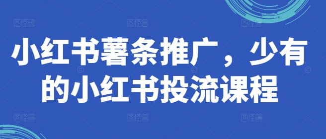 小红书薯条推广，少有的小红书投流课程-观棋网创