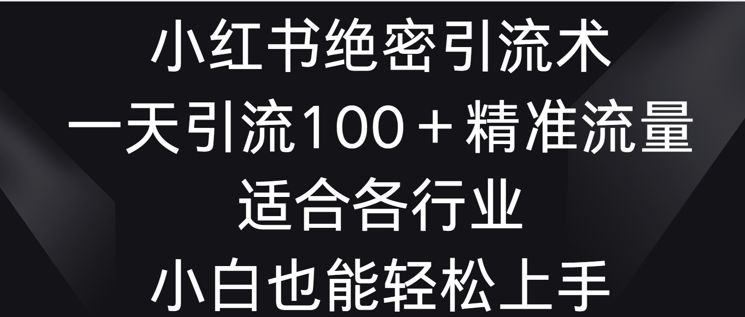小红书绝密引流术，一天引流100＋精准流量，适合各个行业，小白也能轻松上手-观棋网创