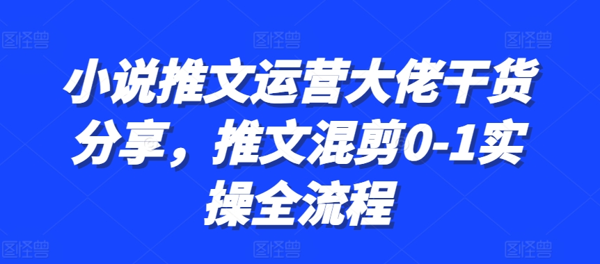 小说推文运营大佬干货分享，推文混剪0-1实操全流程-观棋网创
