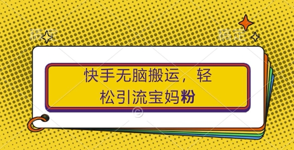 快手无脑搬运，轻松引流宝妈粉，纯小白轻松上手【揭秘】-观棋网创