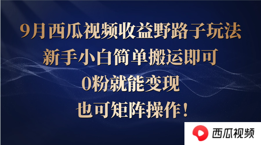 西瓜视频收益野路子玩法，新手小白简单搬运即可，0粉就能变现，也可矩…-观棋网创