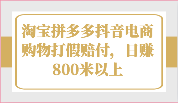 淘宝拼多多抖音电商购物打假赔付，日赚800米以上-观棋网创