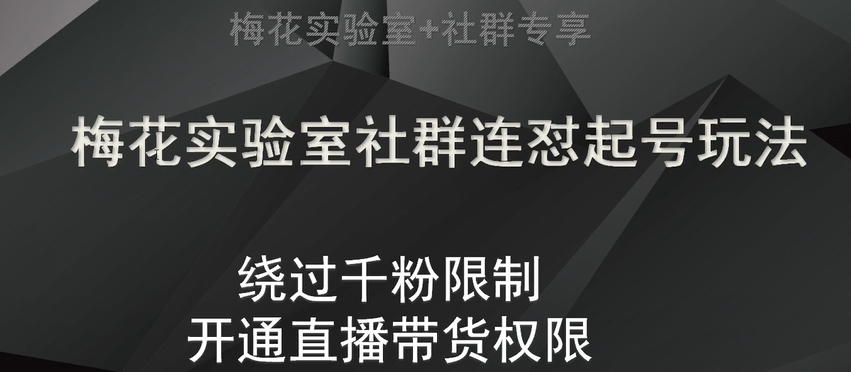 梅花实验室社群连怼起号玩法，视频号绕过千粉限制，开通直播带货权限【揭秘】-观棋网创