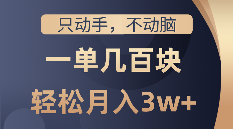 只动手不动脑，一单几百块，轻松月入3w+，看完就能直接操作，详细教程-观棋网创