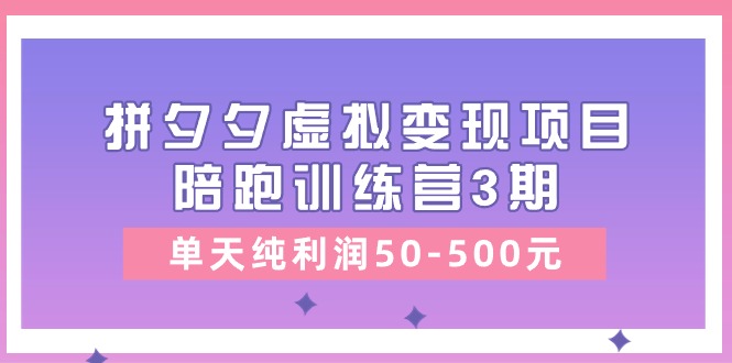 某收费培训《拼夕夕虚拟变现项目陪跑训练营3期》单天纯利润50-500元-观棋网创