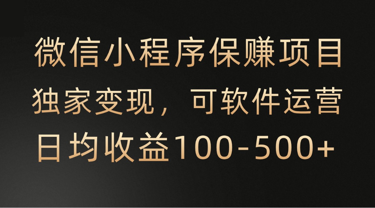 微信小程序，腾讯保赚项目，可软件自动运营，日均100-500+收益有保障-观棋网创