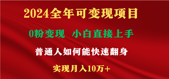 2024全年可变现项目，一天收益至少2000+，小白上手快，普通人就要利用互…-观棋网创