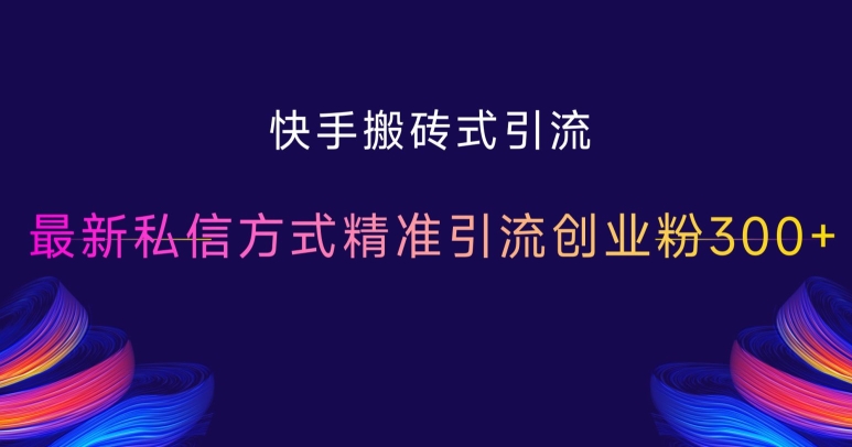 快手搬砖式引流，最新私信方式精准引流创业粉300+-观棋网创