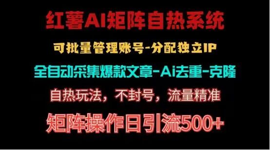 红薯矩阵自热系统，独家不死号引流玩法！矩阵操作日引流500+-观棋网创
