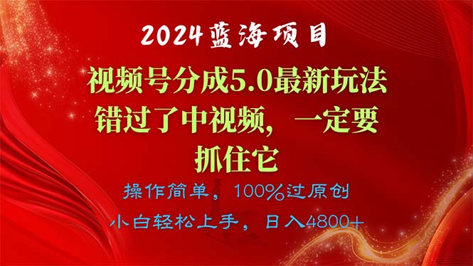 2024蓝海项目，视频号分成计划5.0最新玩法，错过了中视频，一定要抓住…-观棋网创
