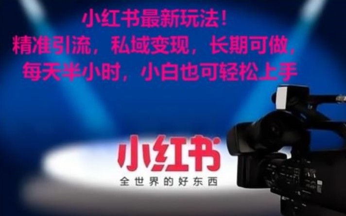 小红书最新玩法！精准引流，私域变现，长期可做，每天半小时，小白也可轻松上手-观棋网创