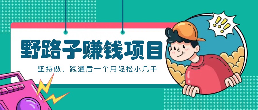 一个人就能操作的野路子赚钱项目，零成本零门槛坚持做，跑通后一个月小几千！-观棋网创