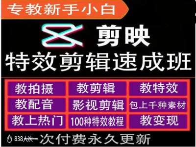 剪映特效教程和运营变现教程，特效剪辑速成班，专教新手小白-观棋网创