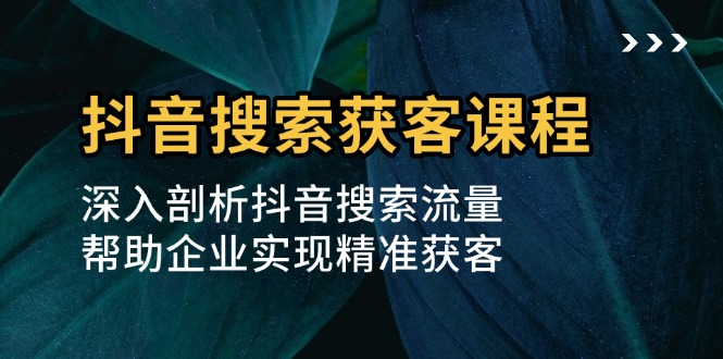 抖音搜索获客课程：深入剖析抖音搜索流量，帮助企业实现精准获客-观棋网创