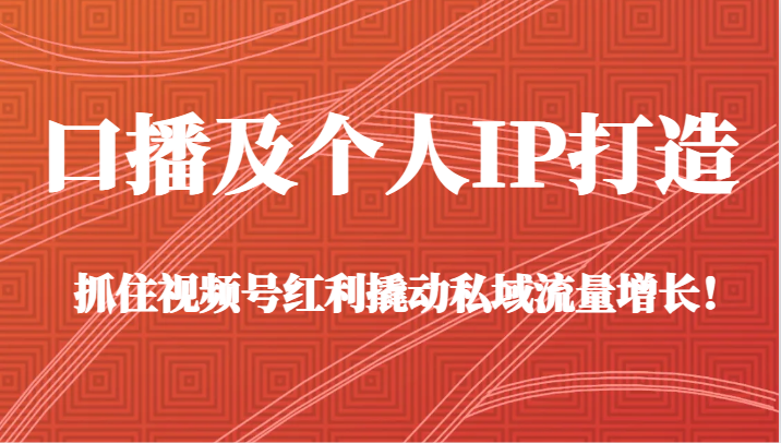 口播及个人IP打造，抓住视频号红利撬动私域流量增长！（45节课）-观棋网创