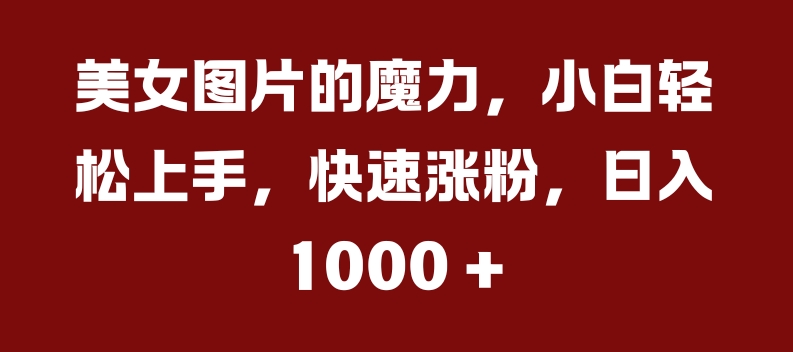 美女图片的魔力，小白轻松上手，快速涨粉，日入几张【揭秘】-观棋网创