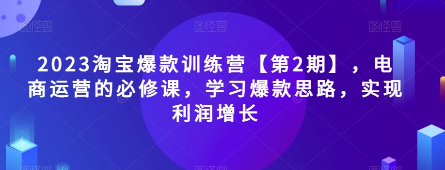 2023淘宝爆款训练营【第2期】，电商运营的必修课，学习爆款思路，实现利润增长-观棋网创
