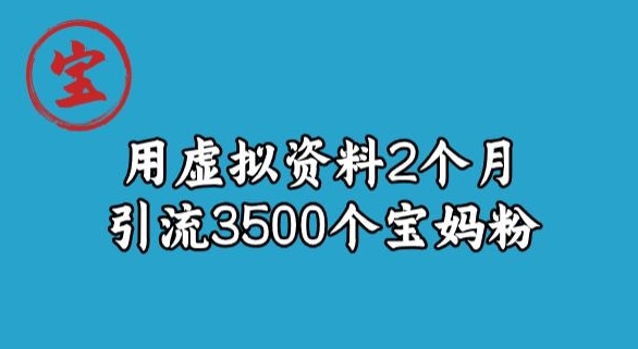 宝哥虚拟资料项目，2个月引流3500个宝妈粉-观棋网创