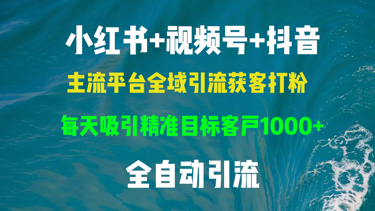 小红书，视频号，抖音主流平台全域引流获客打粉，每天吸引精准目标客户…-观棋网创