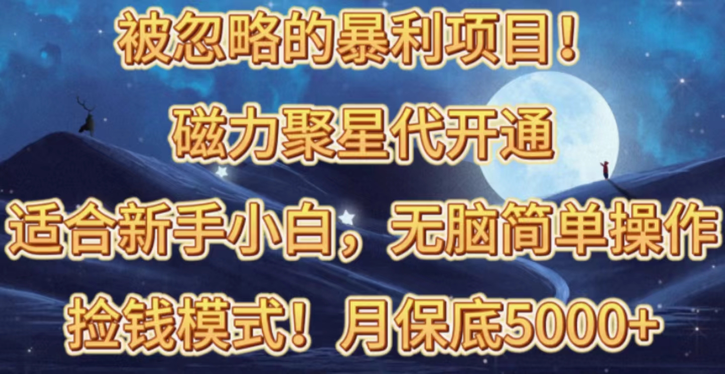 被忽略的暴利项目！磁力聚星代开通捡钱模式，轻松月入五六千-观棋网创