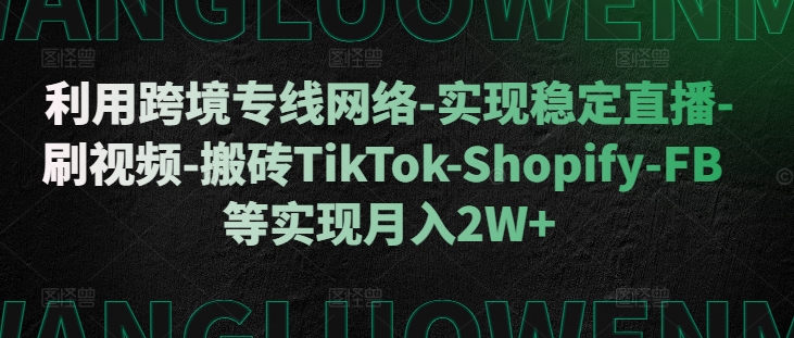 利用跨境专线网络-实现稳定直播-刷视频-搬砖TikTok-Shopify-FB等实现月入2W+【揭秘】-观棋网创