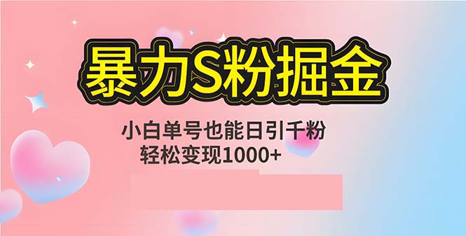 单人单机日引千粉，变现1000+，S粉流量掘金计划攻略-观棋网创
