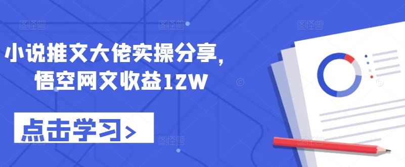 小说推文大佬实操分享，悟空网文收益12W-观棋网创