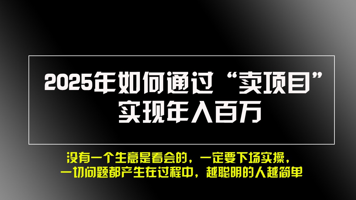 2025年如何通过“卖项目”实现年入百万-观棋网创