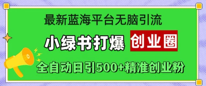 最新蓝海平台无脑引流，小绿书打爆创业圈，全自动日引500+精准创业粉-观棋网创