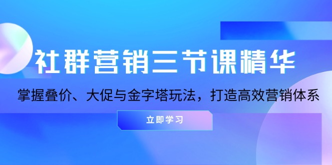 社群营销三节课精华：掌握叠价、大促与金字塔玩法，打造高效营销体系-观棋网创