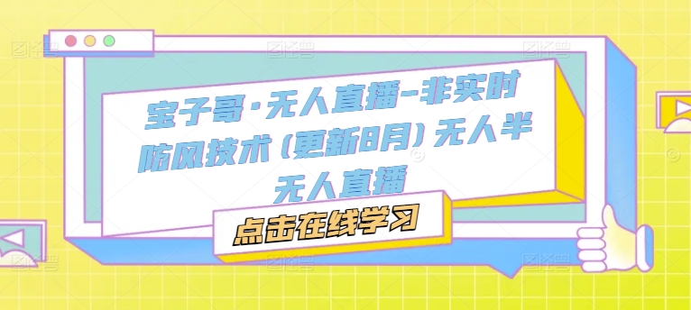 宝子哥·无人直播-非实时防风技术(更新9月)无人半无人直播-观棋网创