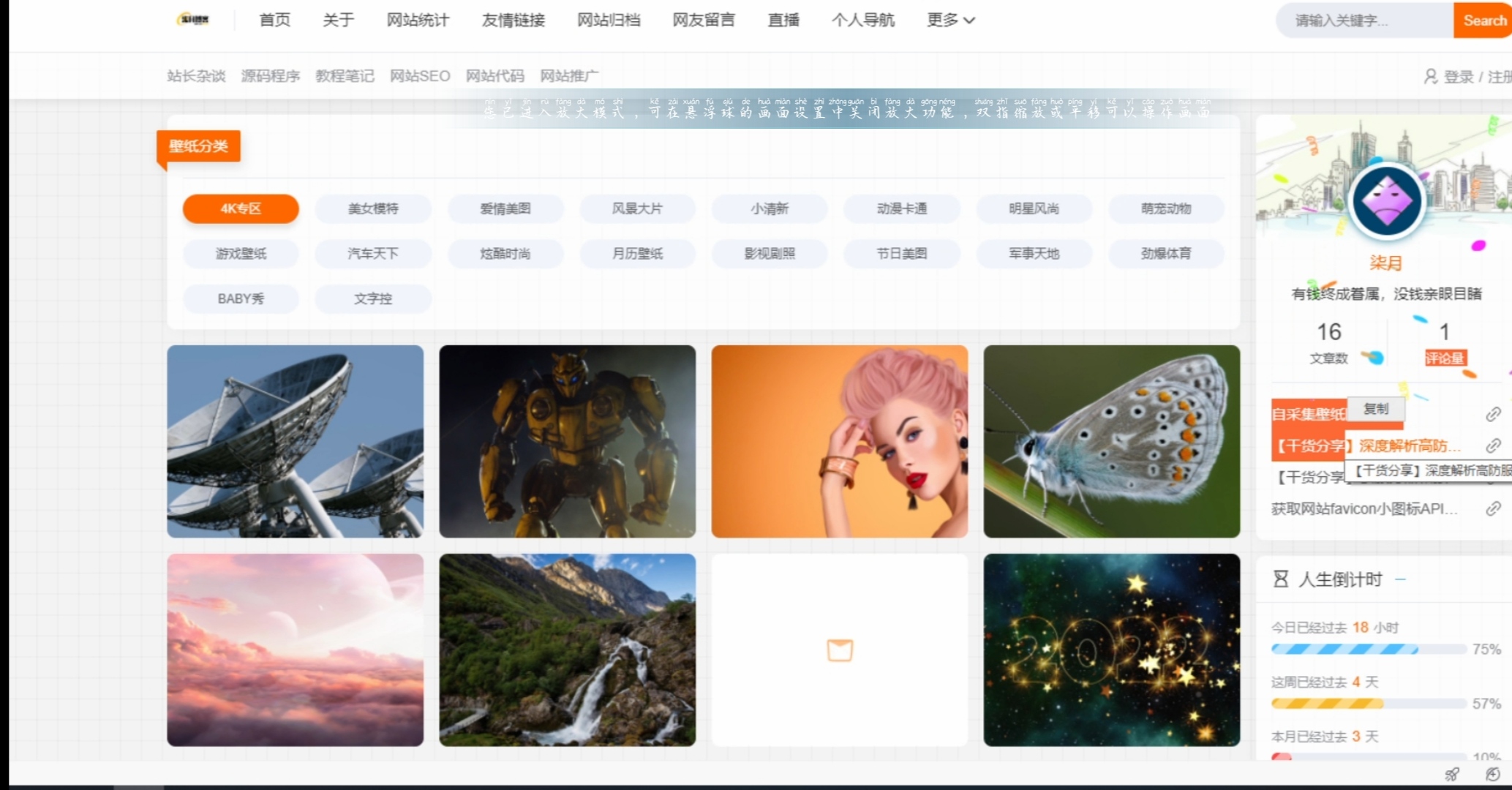 自采集壁纸网页源码-观棋网创